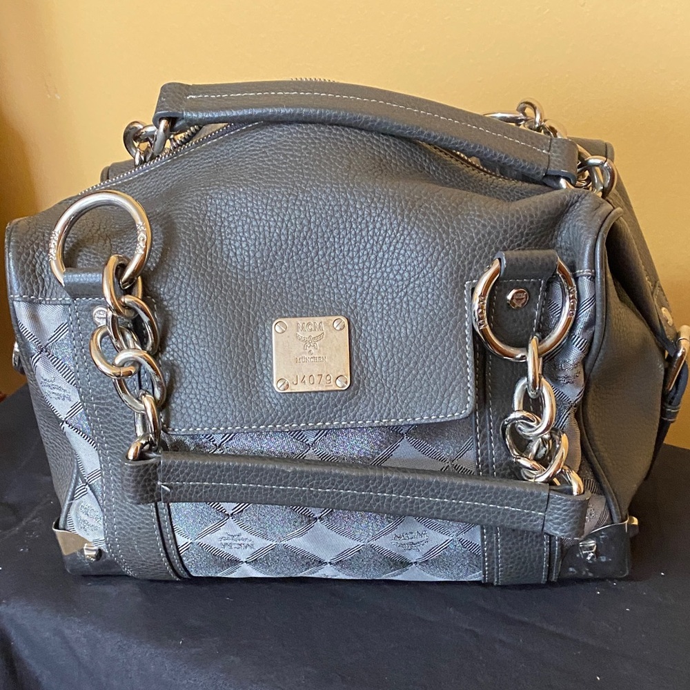 MCM Two Tone Gray Leather Trim Satchel. SALE🎄🌲🌲